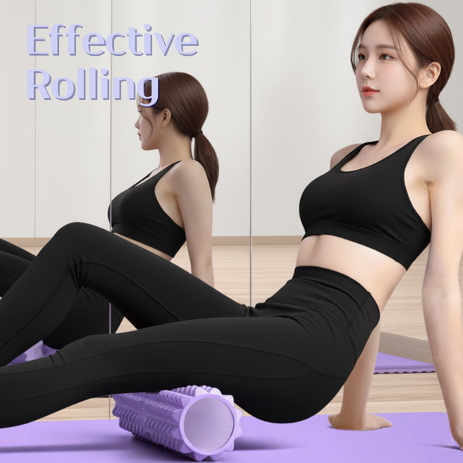 통품스토어 150kg하중 롱 스트레칭 폼롤러 전문 마사지 등스트레칭기구 과학적 경도 스트레칭 폼롤러, 퍼플, 1개