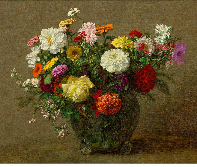 이젤아트 명화 인테리어 감성 꽃 정물화 캔버스 그림 액자 정원 꽃다발, 25*20cm