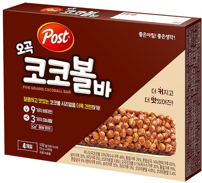포스트 오곡코코볼바 4p, 132g, 5개