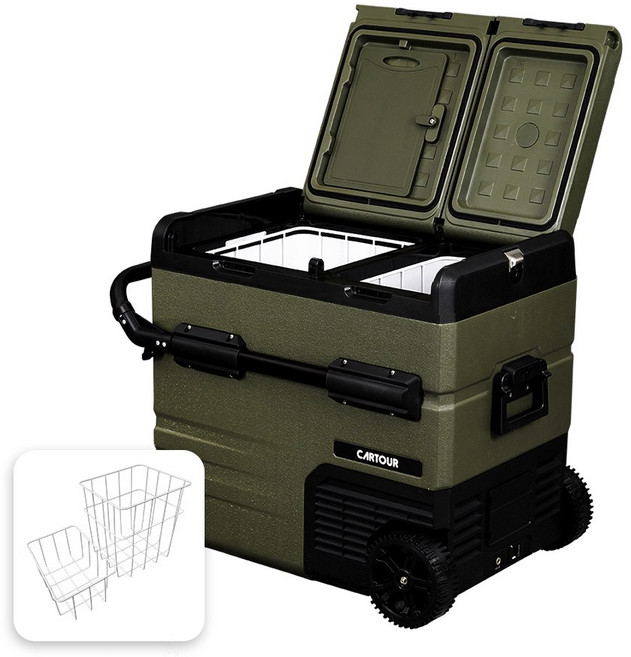 [듀얼도어] 카투어 캠핑 정품 캠핑 차량용 냉장고 블루투스 이동식 낚시 화물, 55L