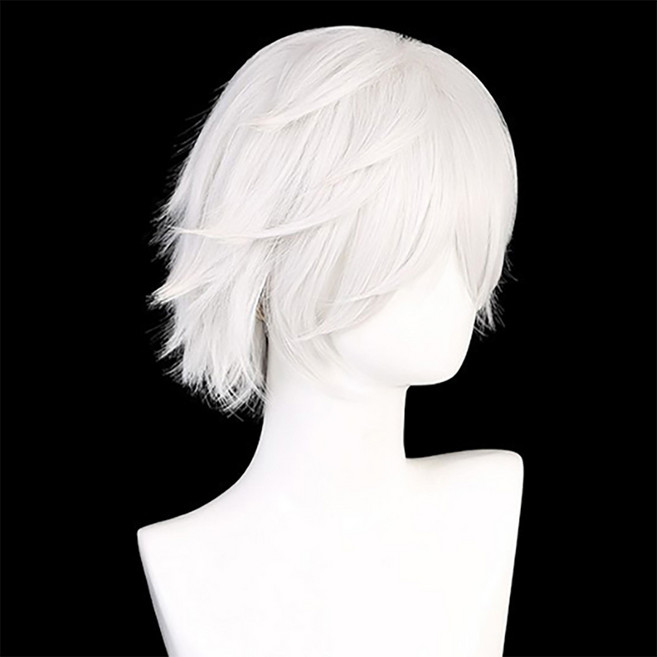 코스프레 은발 짧은 머리 가발, 1개