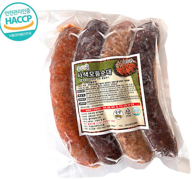 참누리푸드시스템 전통 토종 모듬 순대 4 색 620 gx2 개업소용 식자재 식당용 단체 급식용 식재료 대용량, 620g, 2개