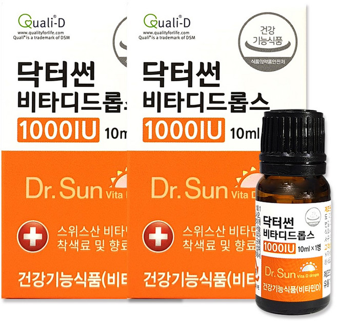 닥터썬 비타디드롭스 1000IU 비타민D 임산부 성인 청소년 어린이 액상 비타민D, 10ml, 2개