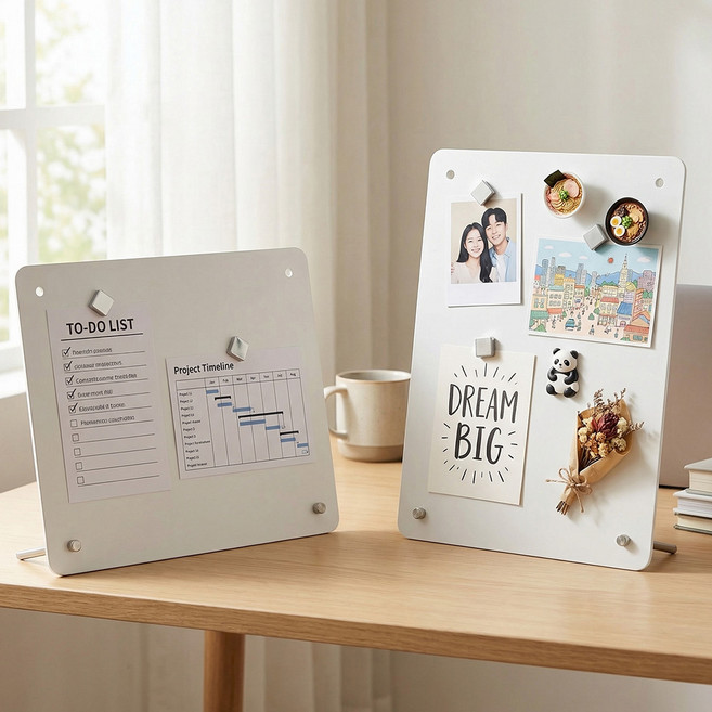 네이빈 데스크 메모보드 가로 세로 양방향 자석 철판 게시판, 화이트