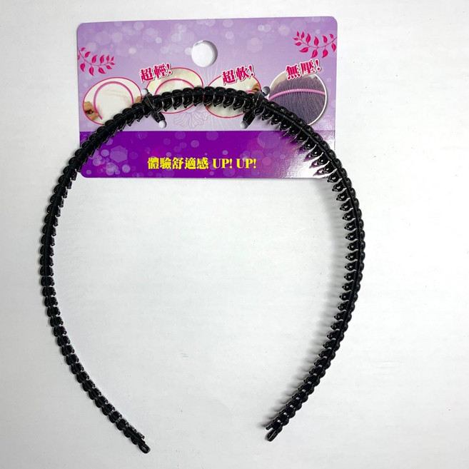 細版超軟髮梳髮箍 全黑, 1個