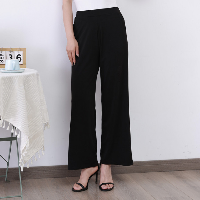 미미캐츠 국산 고슬고슬 가볍고 달라붙지 않는 시원한 모스크 여성 와이드 밴딩 팬츠 P-9991