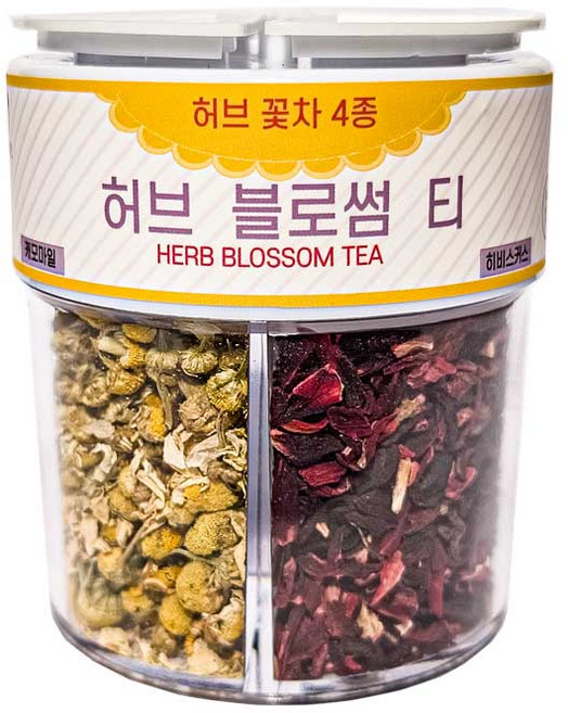허브 블로썸 티 (허브 꽃 차) 4종 /(캐모마일 히비스커스 라벤더 로즈플라워)/ 간편한 케이스 똑딱이, 1개, 4개입, 15g