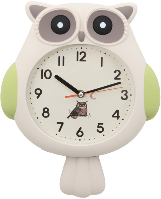 rozet 무소음 부엉이 인테리어 벽결이 시계 RK-3000, 베이지