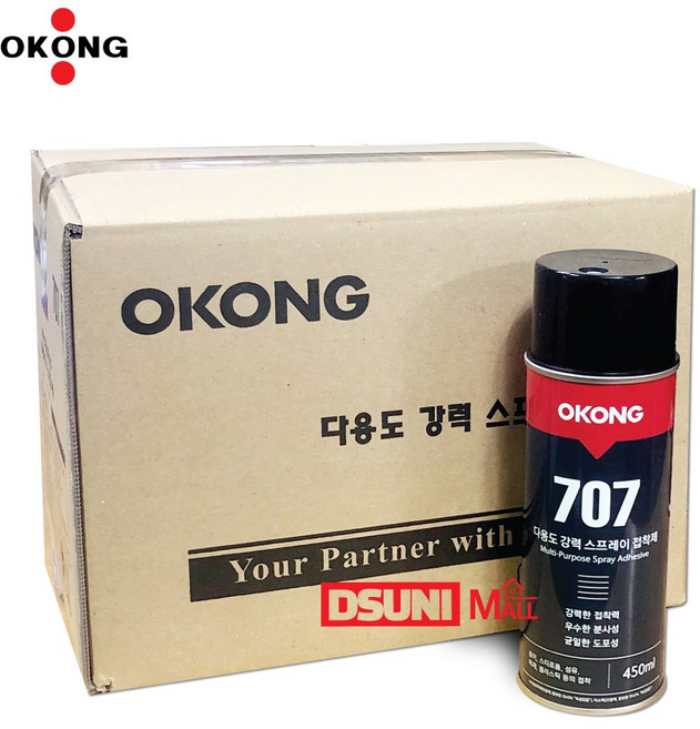 오공707(12EA) 박스단위 스프레이접착제 스프레이본드 완전고정용, 12개