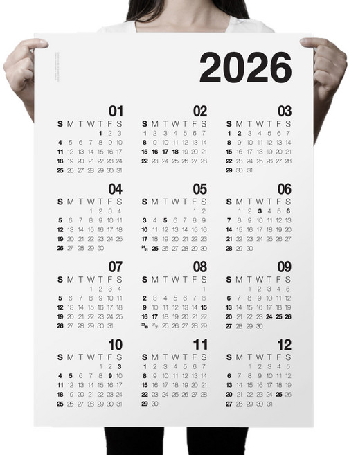 알루이 2026년 대형 벽걸이 달력 포스터 한장달력, 1장, 대형달력 블랙