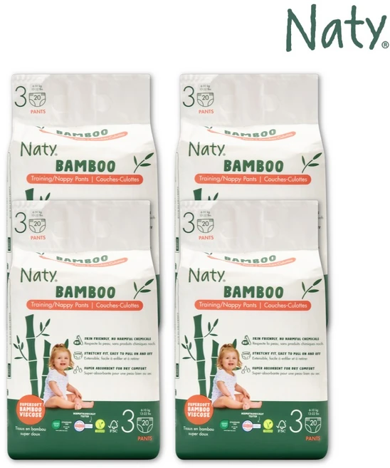 [Naty] 네띠 밤부 기저귀 팬티형 3단계 80매, 80개 - 쿠팡