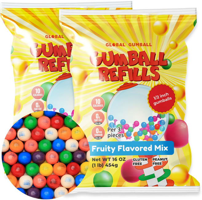 미니 껌볼 1.3cm 13mm - 2파운드 - 더블 버블 껌 Mini Gumballs 0.5 inch 13mm - Gum Balls for Gumball Machine Refill, 어울리는, 1개
