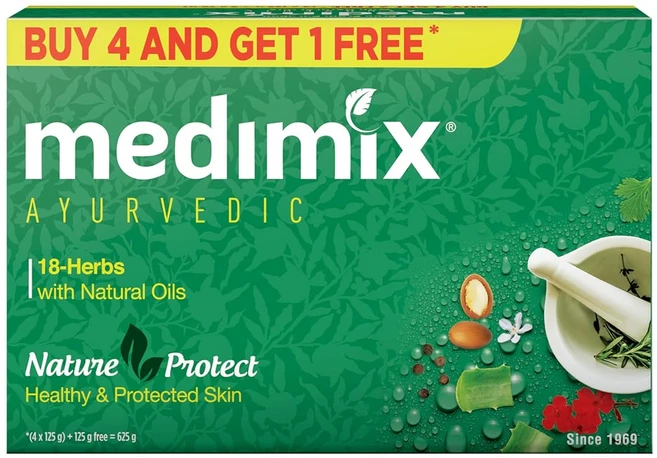 Medimix Ayurvedic Classic 18 Herbs Bathing Soap (Buy 4 Get 1 EXTRA Combo Pack), 5개입, 625g - 쿠팡