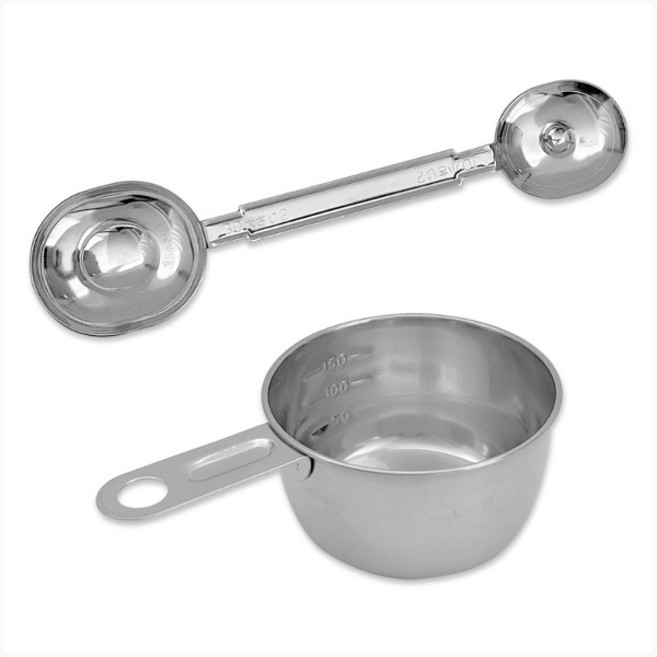 일본 스텐 계량컵 + 계량스푼 세트 스테인리스 눈금 베이킹 홈쿠킹 수업용 가정용, 1개