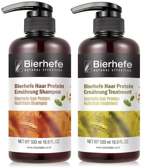 비어헤페 맥주효모 헤어단백질 영양샴푸 + 트리트먼트 세트 (각 500ml)