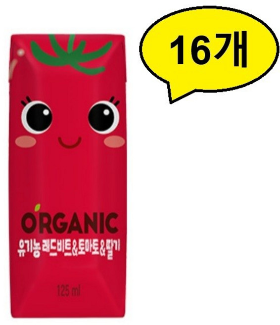 오가닉유기농 쁘니125ml 4팩, 125ml, 16개