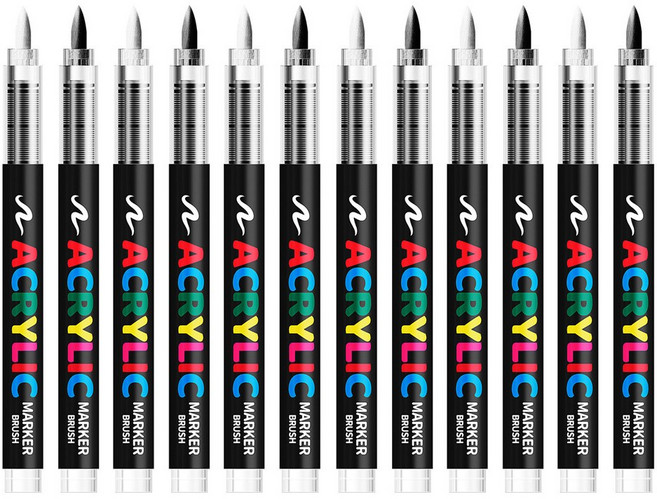 미니플 화이트 블랙 드로잉 마카펜, 블랙화이트, 12개, 1색