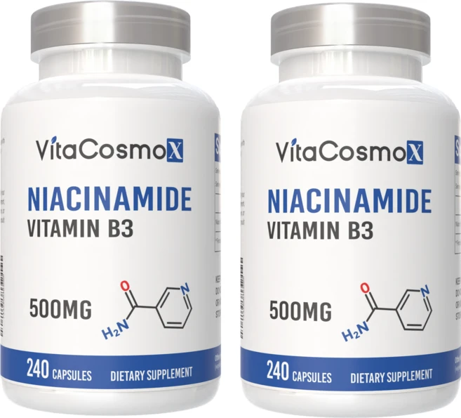 VitaCosmoX 비타코스모엑스 나이아신아마이드 비타민 B3 Niacinamide (Vitamin B3) 500mg 야채캡슐, 2개, 240정 - 쿠팡