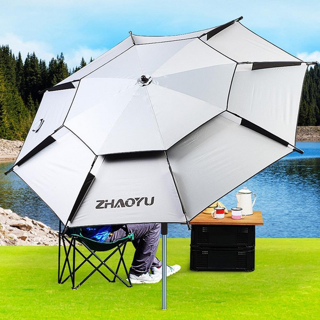 캠핑 낚시 해변 꺽이는 초대형 파라솔 다용도타프 옥상그늘막 캠핑그늘막 옥상천막 그늘막, 리브리움 꺽임 파라솔