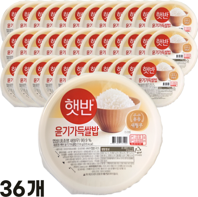 햇반 백미 윤기가득쌀밥 210g 36개