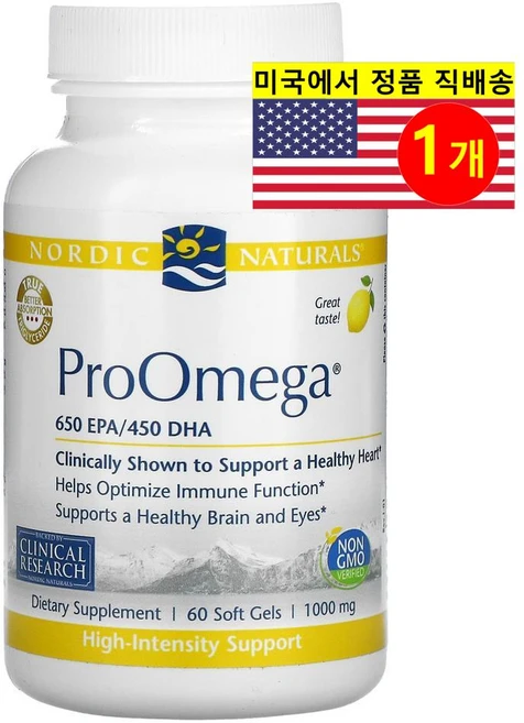 노르딕 내추럴스 ProOmega 레몬 1 000 mg 60 소프트젤, 60정, 1개 - 쿠팡