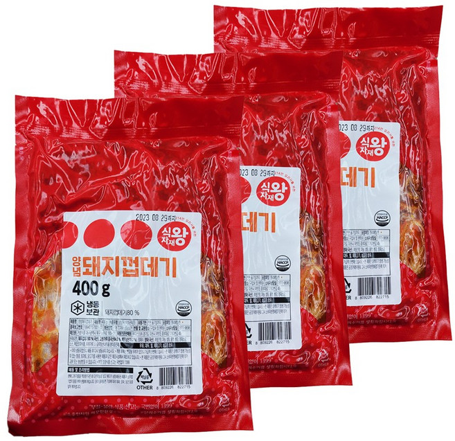 식자재왕 양념돼지껍데기, 3개, 400g
