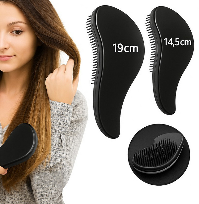 빅탱글브러쉬+비비드탱글브러쉬 1+1 구성 두피마사지 엉킴 없는 헤어 관리, 2개, 블랙