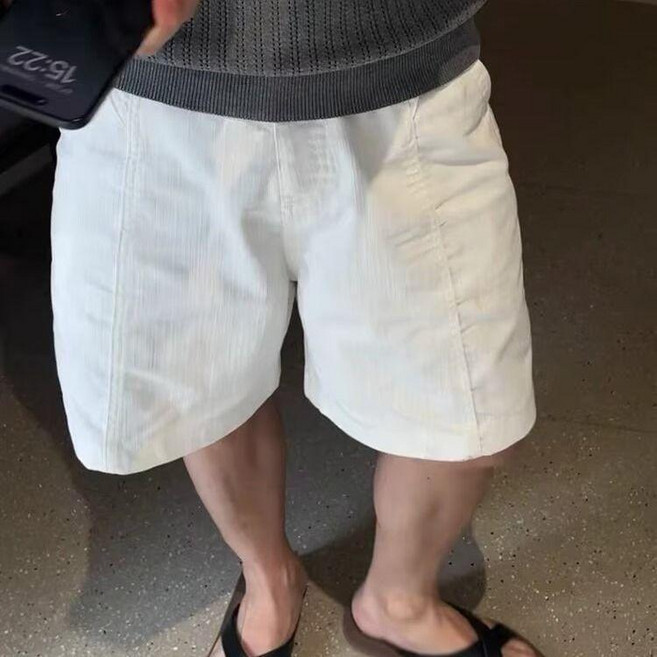 夏季輕奢休閒沙灘褲 男款 高級感五分褲