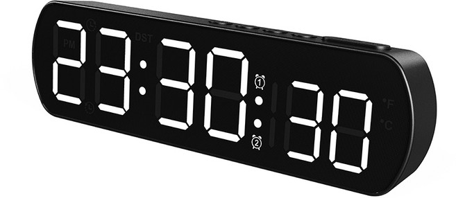 利百代 LED鏡面鬧鐘 LY-2026 黑色 多功能顯示 簡約設計, 黑色款