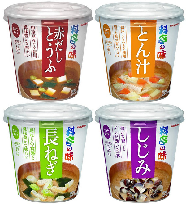 마루코메 미소시루 컵 된장국 세트 (대파+조개+돼지고기+두부) 총4개