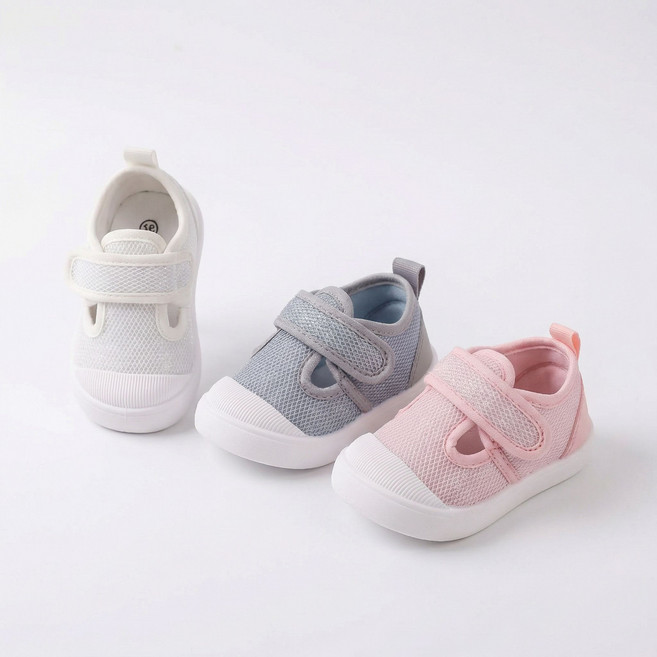 아기 유아 걸음마 보행기화 글리터 메쉬 슈즈 벨크로 운동화