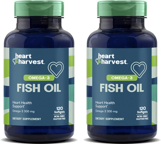Heart & Harvest 오메가-3 피쉬 오일 소프트젤, 2개, 120정 - 쿠팡