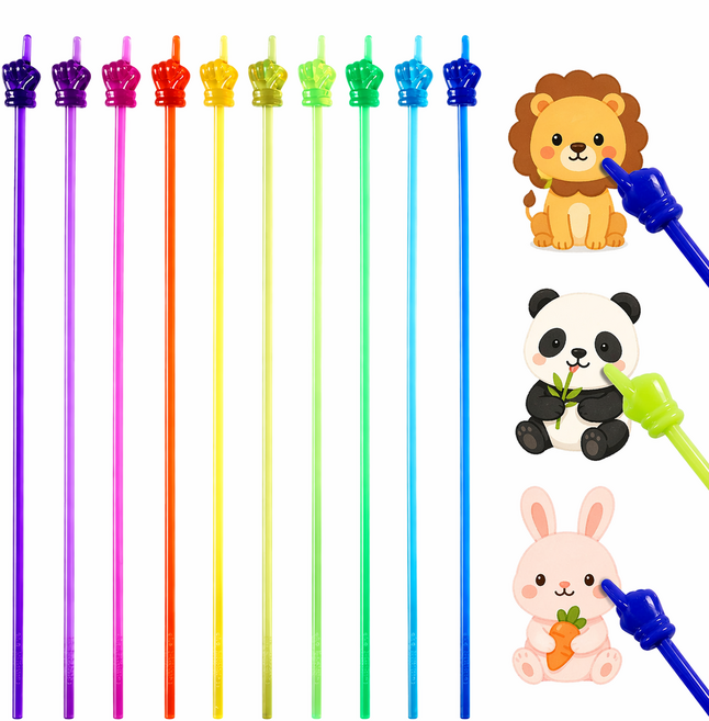 슈리팜 손가락 지시봉 게임용 학습용 미니 포인터, 10개, 투명(색상랜덤), 1개