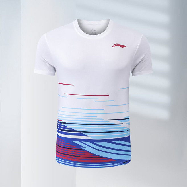 LN羽球衣 情侶款短袖 比賽隊服 透氣訓練跑步網球衣褲3179, 白色男上衣,L