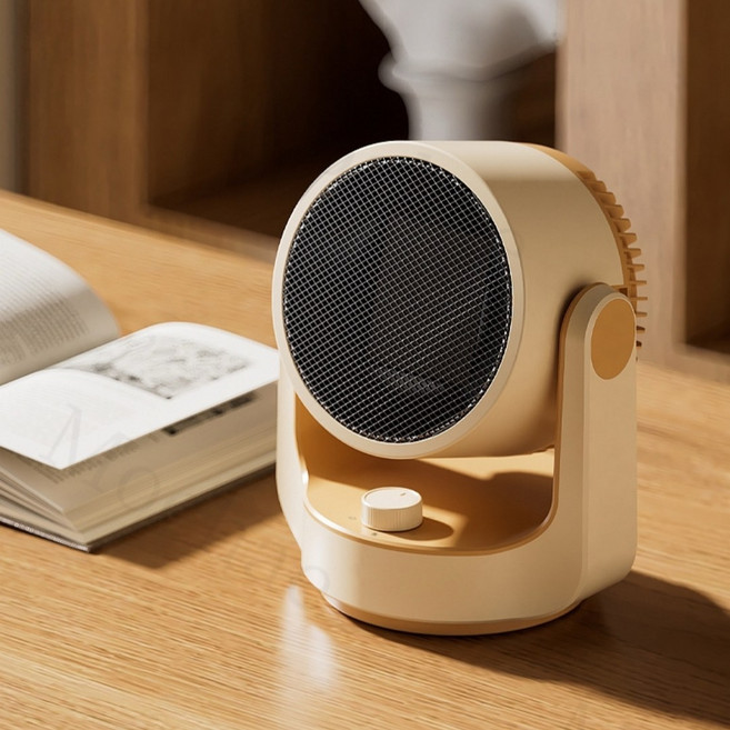 Mochae 온풍기 3단계 온도 조절 미니 가정용 탁상용 책상용, 담황색, Q-01JX