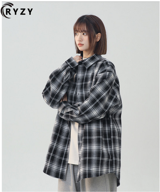 RYZY 港風潮流外套 寬鬆夾克 復古襯衫 男女長袖上衣 美式街頭翻領襯衫