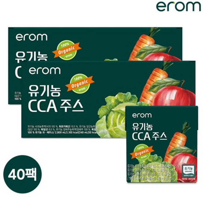 이롬 [이롬]유기농 CCA 주스 40팩, 없음, 140ml