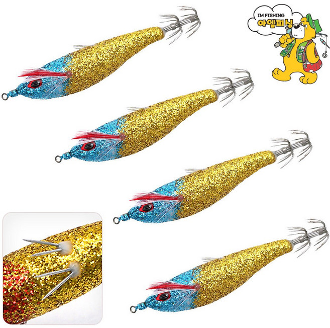 [아엠피싱]뿔난아쭈르 등침반짝이 수평에기 4pcs/GLITTER NEEDLE AGI 주꾸미 갑오징어 문어 한치, 03, 1개