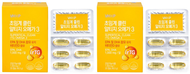 초임계 클린 알티지오메가3 혈중중성지질 혈행개선 안구건조 기억력 혈관청소영양제, 30회분, 2세트