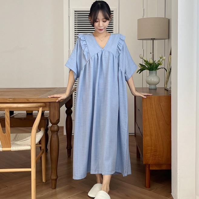 미야미 반팔 44 120 빅사이즈 뜨왈 빅사이즈 감성 오버핏 파자마 홈웨어 원피스 임부복