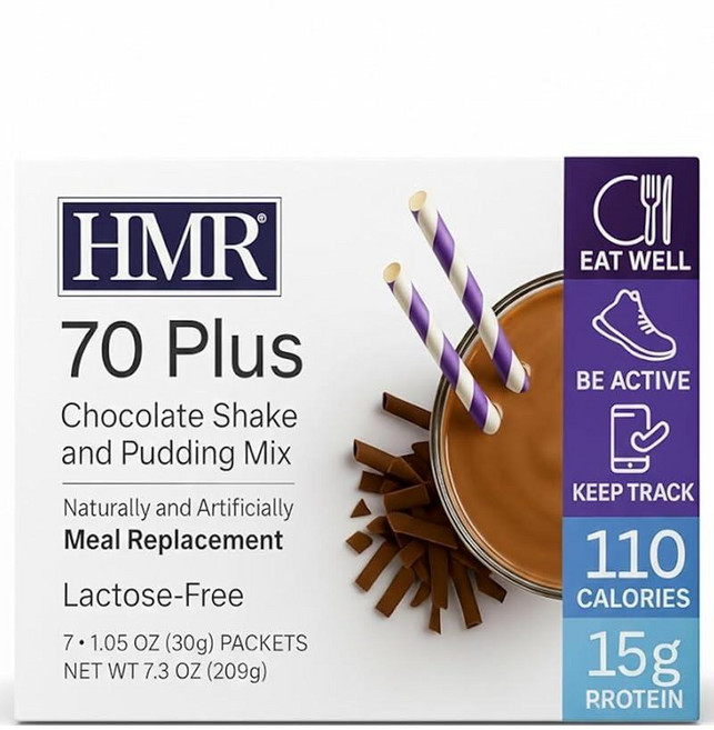 HMR \"Classic\" 70 플러스 초콜릿 쉐이크 & 푸딩 믹스 | 식사 대체 파우더 | 락토스 프리 | 단백질 15g | 건강한 체중 감량 지원 | 쉬운 만들기 | 저칼로리, 209g