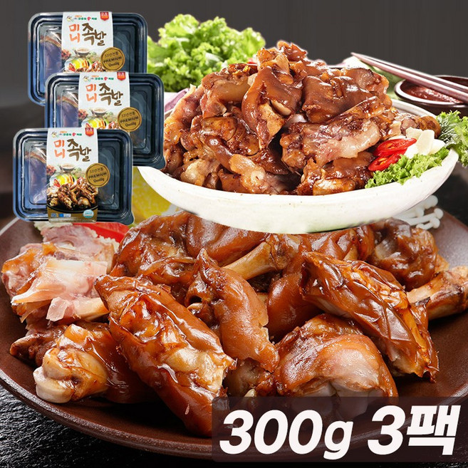 장충동왕족발 고소하고 쫄깃한 미니 족발 간편조리 300g 새우젓포함, 3개