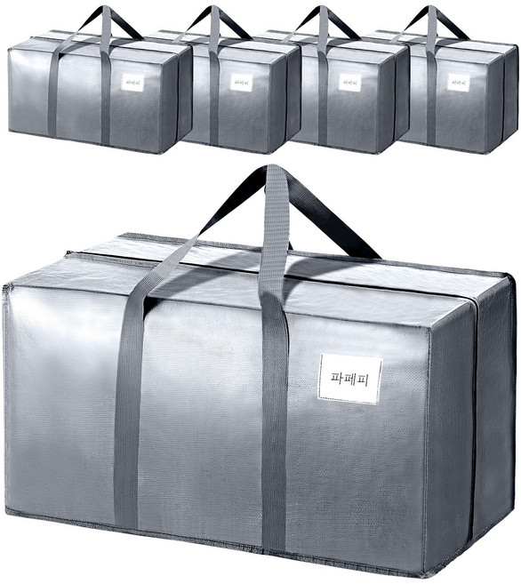 파페피 대용량 접이식 이사봉투 방수, 5개, 실버