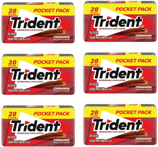 트라이던트 무설탕 자일리톨 껌 시나몬, 1.9g, 168개