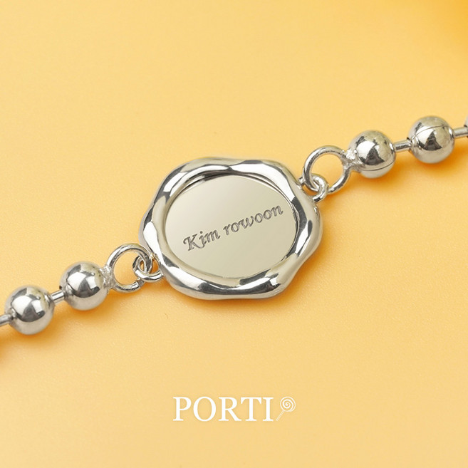 [뽀르띠] 92.5% 실버 실링 미아방지 팔찌, 볼체인, 무알러지 도금, 1개