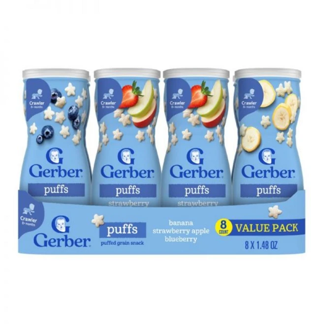 거버 그레인 그로우 시리얼 스낵 퍼프 여러가지 맛 아기 영양 간식 42g 8개입, 1개 - 쿠팡