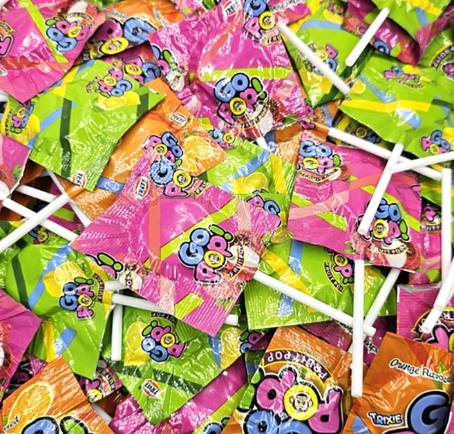 트릭시 고 팝 플랫 롤리팝 캔디 막대사탕 300개, 7g