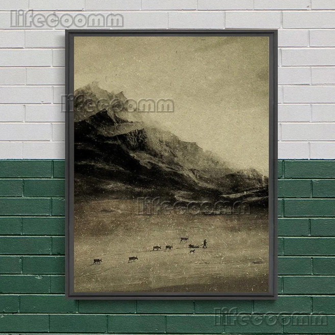 눈 덮인 산의 외로운 그림 빈티지 벽 예술 캔버스 회화 드로잉 아트 포스터 인쇄 홈 인테리어, 1개, 2. G / B. 21X30cm NoFrame