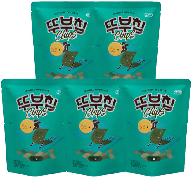 두부과자 김 오븐에 구운 국산콩 대용량 두부칩 저당 단백질 간식 프로틴 단백칩 뚜부칩 뚜부크래커, 5개, 50g