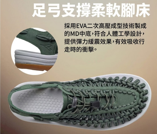 男段編織涼鞋 足弓支撐柔軟腳床 彈力編織 舒適耐磨